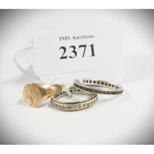 2371 - 9ct Gold & Two Eternity Rings, total weight 5.4g.