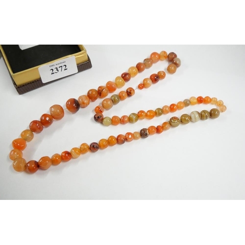 2372 - Agate Graduated Bead Necklace.