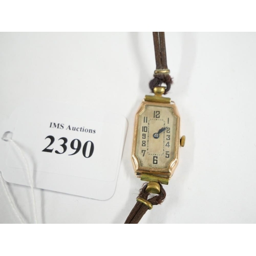 2390 - Vintage 9ct Gold Cased Wristwatch.