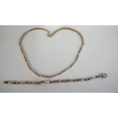 2422 - Silver Necklace & Matching Bracelet, approx 65g