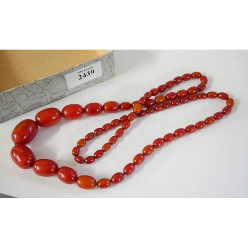 2439 - Graduated Cherry Amber Coloured Beads, weighing approx 59.5g, measuring 80cm.