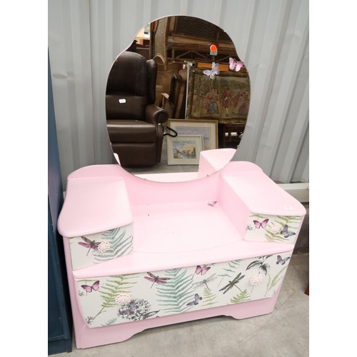 3014 - Pink Painted Shabby Chic Dressing Table