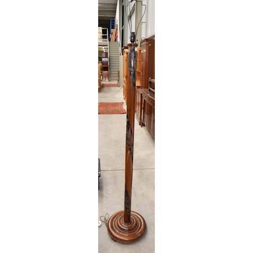 3035 - Carved Camphor Wood Standard Lamp