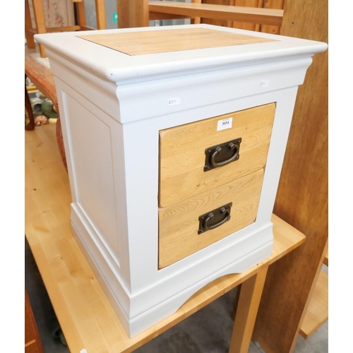 3054 - Painted Oak Two Drawer Bedside Cabinet