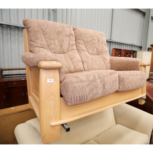 3060 - Oak Framed Fabric 2 Seat Sofa