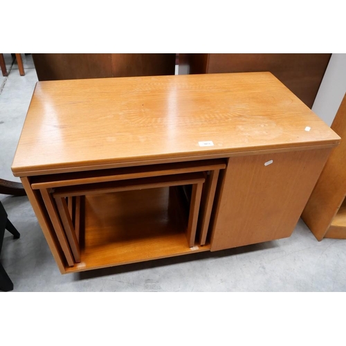 3073 - Vintage Teak Fold Over Coffee Table with Nest of Tables