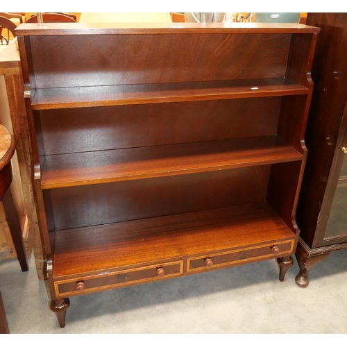 3081 - Edwardian Mahogany Waterfall Bookcase with Drawers