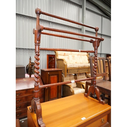 3100 - Victorian Mahogany Barley Twist Towel Rail