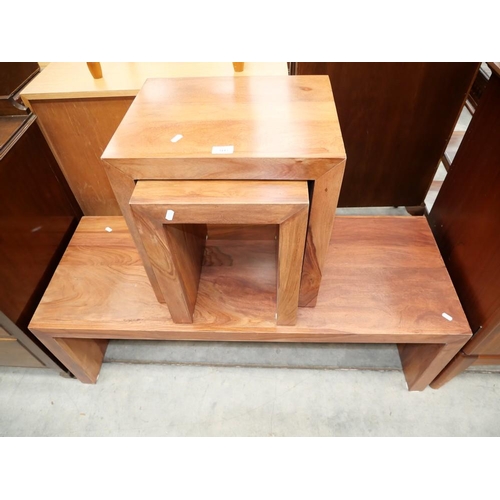 3115 - Hardwood Coffee Table & Nest of 2 Tables