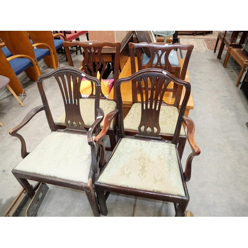 3126 - Pair of Antique Mahogany Elbow Chairs & Pair of Antique Mahogany Dining Chairs