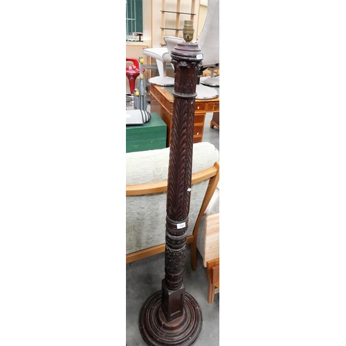 3163 - Carved Mahogany Standard Lamp