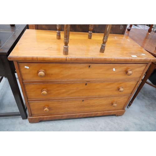 3181 - Victorian Satinwood 3 Drawer Chest