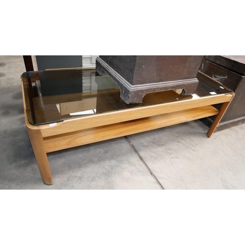 3200 - 1970's Teak Glass Top Coffee Table