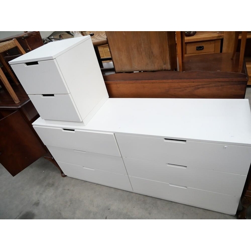 3205 - White Painted 6 Drawer Chest & Matching Bedside