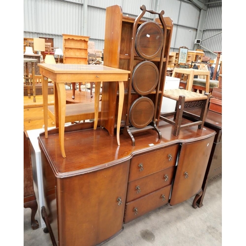 3215 - Mahogany Sideboard, Cake Stand, Musical Table, etc