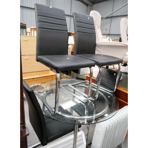 3220 - Circular Glass Top Dining Table & 4 Chairs