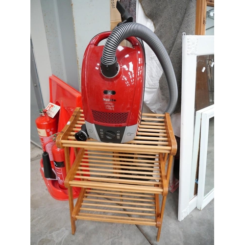 3229 - Pine Shoe Rack & Miele Vacuum Cleaner