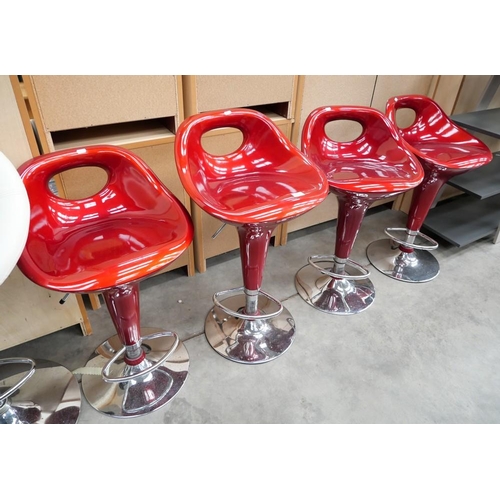 3233 - 4 Red Bar Stools