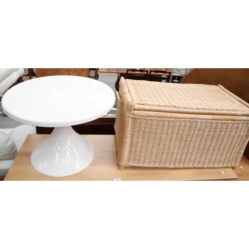 3237 - Wicker Blanket Box & Vintage Circular Coffee Table