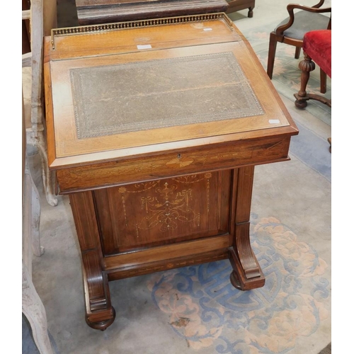 3254 - Victorian Rosewood Inlaid Piano Davenport Writing Desk