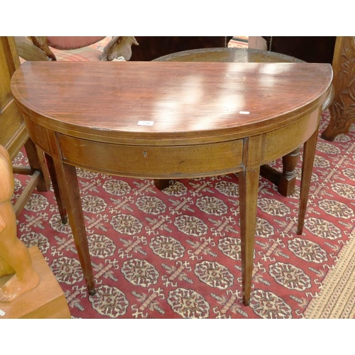 3290 - Victorian Mahogany Inlaid Fold Over Tea Table