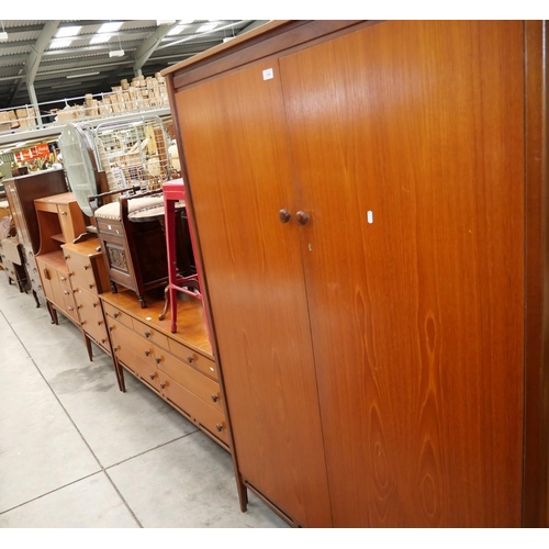 3400 - Teak Bedroom Suite - Wardrobe, 5 Drawer Chest & Dressing Chest