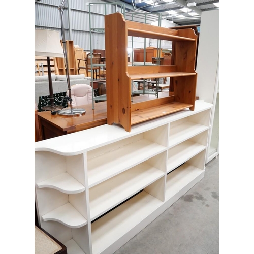 3413 - Painted White Bookcase & Pine Bookcase