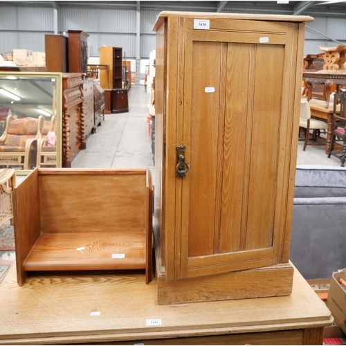 3430 - Pine Pot Cupboard and Hanging Shelf