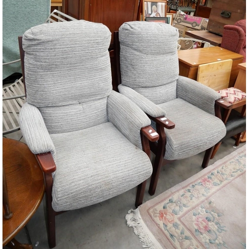 3471 - Two Mahogany Framed Upholstered Armchairs