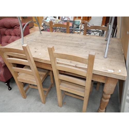 3475 - Pine Kitchen Table & 4 Chairs - table size 152cm x 90cm stands 76cm tall.