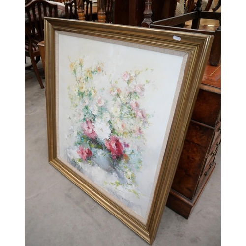 3477 - Gilt Framed Oil Painting - Still Life - Indistinct Signature (85 x 95cms approx)