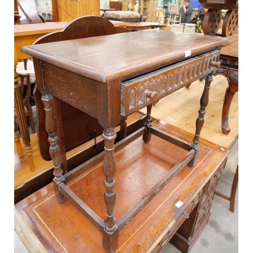 3478 - Oak Console Table with Drawer