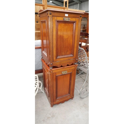 3495 - Pair Mahogany Bedside Cabinets with hinged Drop Down Doors