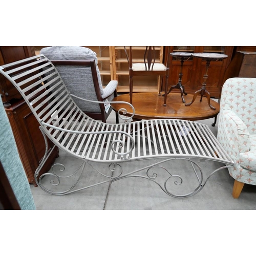 3496 - Rustic Metal Garden Sun Lounger