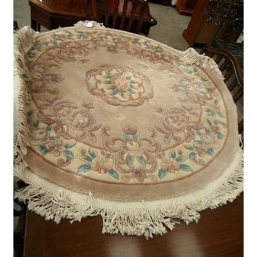 3535 - Circular Fringed and Bordered Floral Rug 130cms