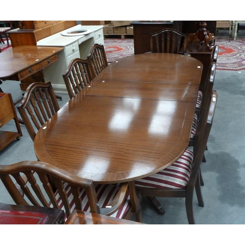 3536 - Mahogany Twin Pedestal Dining Table with 8 Chairs