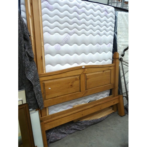 3578 - Oak Framed Double Bed & Mattress