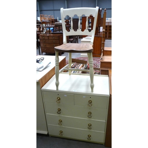 3599 - 2 o 3 Painted Chest & Painted Kitchen Chair