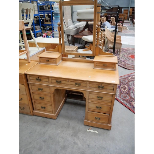 3601 - Edwardian Beech Dressing Table with Mirror