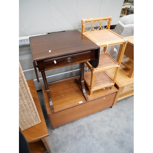 3607 - Blanket Box, Wicker Stand & Sofa Table