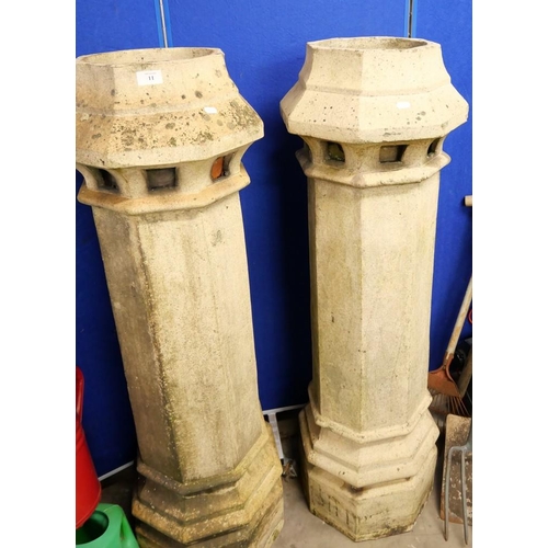 11 - Pair of Large Chimney Pots 127cm tall (approx)