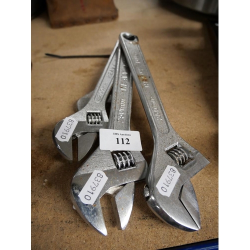 112 - Four Adjustable Spanners