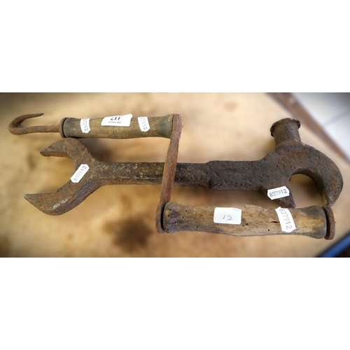 117 - Blacksmith made Railway Spanner & Vintage Rope Winder