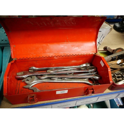 121 - Small Red Tool Box containing Kamasa Combination Spanners