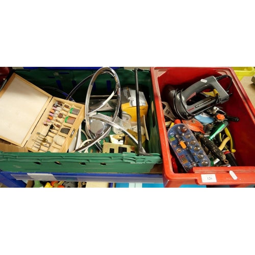 126 - 2 Boxes- Assorted Electrical Fittings & Hand tools