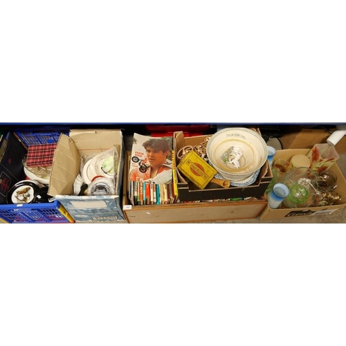 164 - 5 Boxes - Books, Ornaments, Assorted Ceramics Etc.