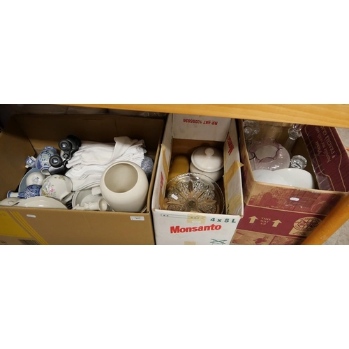 167 - 3 Boxes - Ainsley Pot, Binoculars &  Assorted Vases Etc.