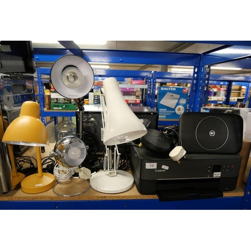 170 - 4 Assorted Table Lamps , Cannon Printer Etc.