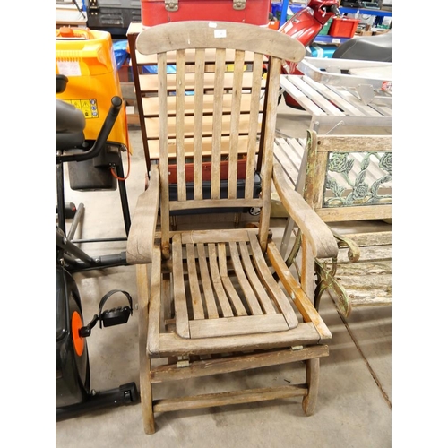 44 - Folding Hardwood Garden Chair & 2 Vintage Hanging Shelfs