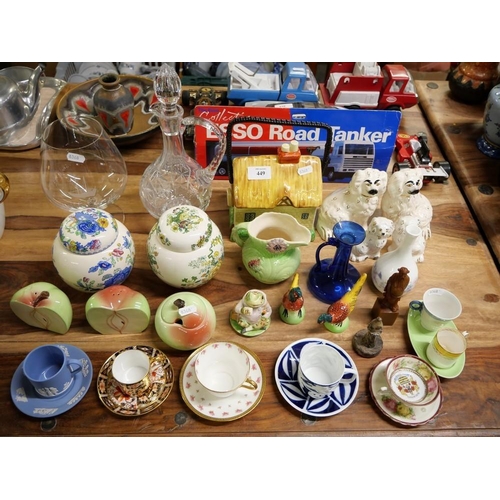 449 - Royal Crown Derby Cup & Saucer, Mason's Ginger Jars, Mantle Dogs Etc.